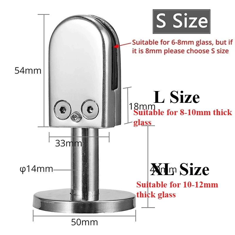 4 PCS 304 Glass Bracket Adjustable Glass Clip 6-10mm Glass Shelf Clamp Holder Fixing Clip Hardware Accessories