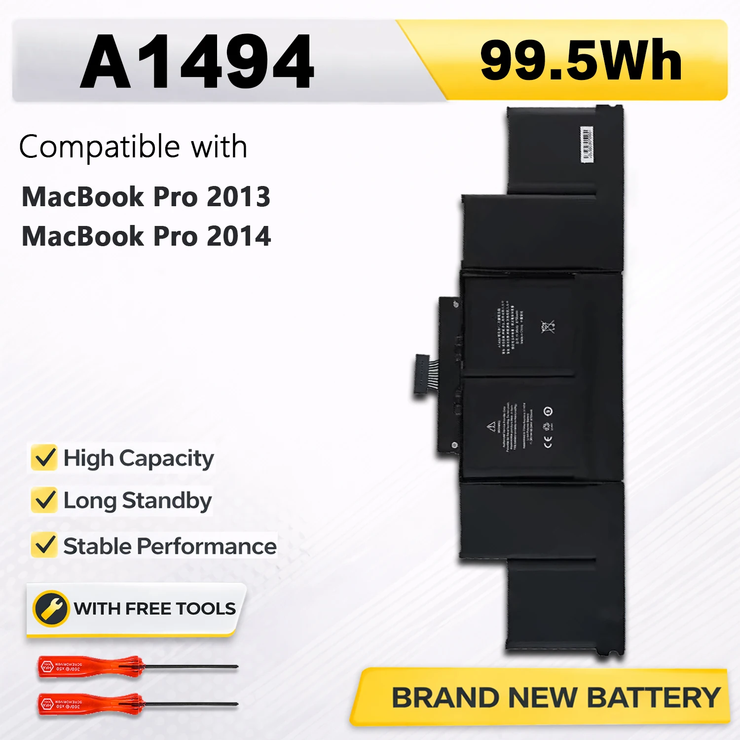 

Аккумулятор PowerHub A1494 A1618 A1417 для ноутбуков, совместимый с Apple MacBook Pro 15" A1398 Retina 2012, 2013, 2014, 2015 годов выпуска