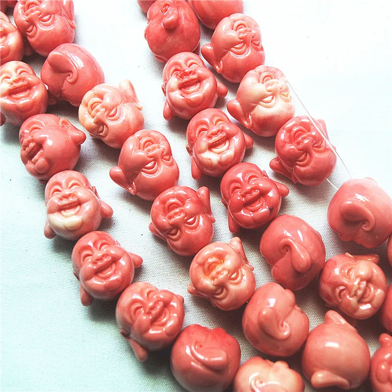 10PCS New Smile Buddha Matching Beads Size 10X12MM 14X15MM 18X20MM Loose Beads Pink Colors Best For Your Jewelry Designs view 2