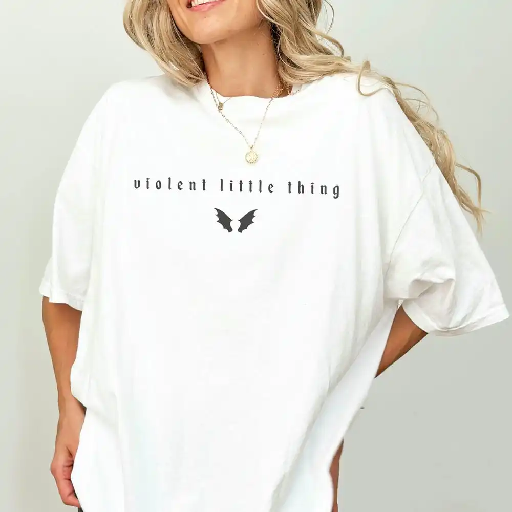 Retro Violent Little Thing Xaden Fourth Wing Shirt Iron Flame Rebecca Yarros Apparel Romantasy Y2K Top Daily Trendy Streetwear