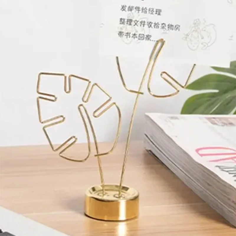 Rose Gold Turtle Back Leaf Sticky Note Clip INS Minimalism Leaf Vein Messege Stander Metal Photo Stander Desktop Decor For Home