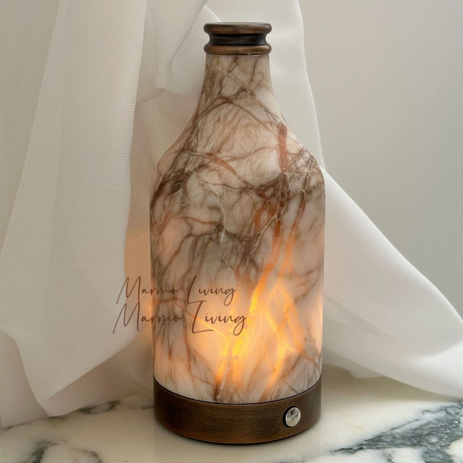 100% Natural Marble Decorative Table Lamp Designer Villa Hotel Model Bedroom Bedside Atmosphere Lamp