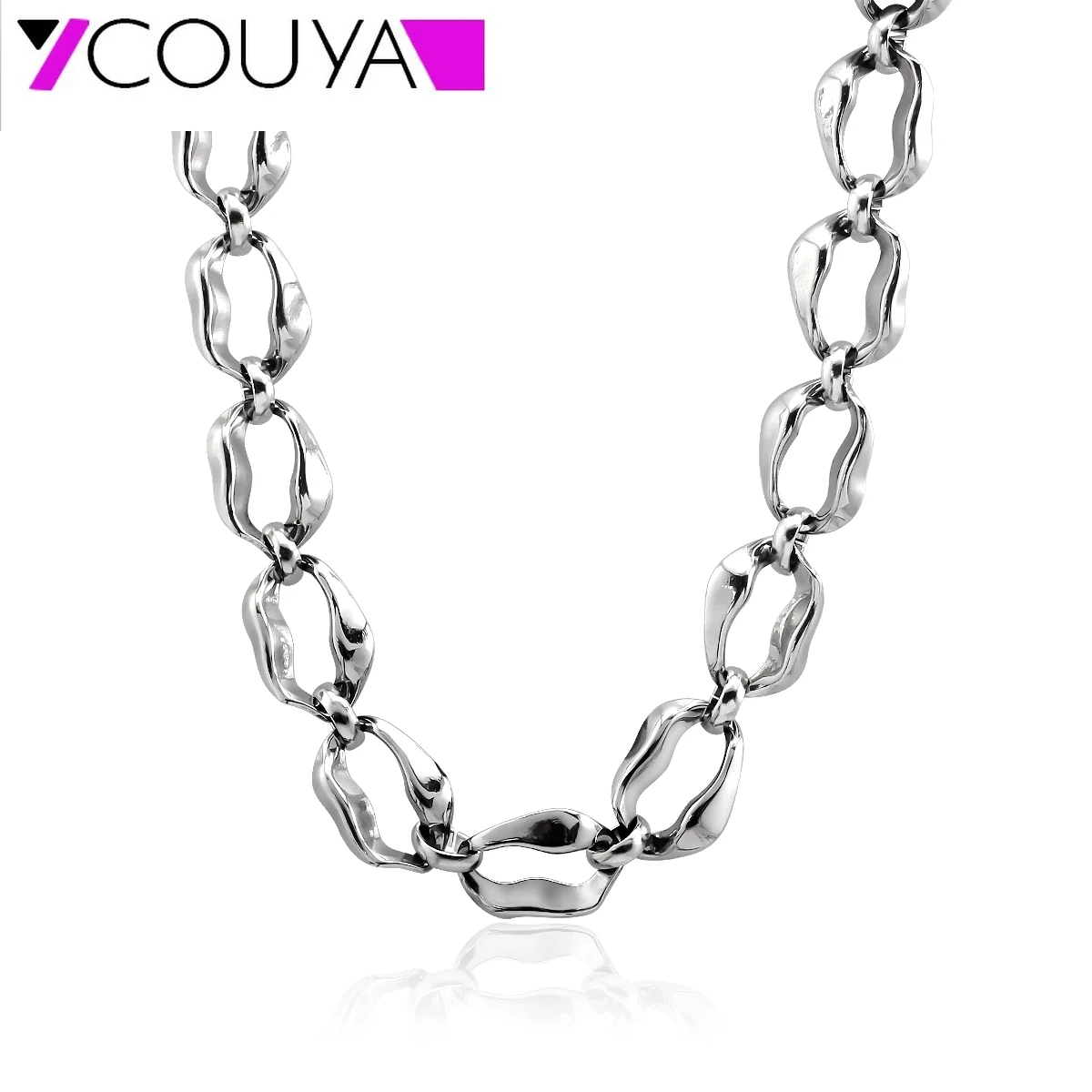 316l Stainless Steel Cute Link Necklace New Fashion Unique Silver Color Chain Necklaces Adjust Length Jewelry Gifts 2025