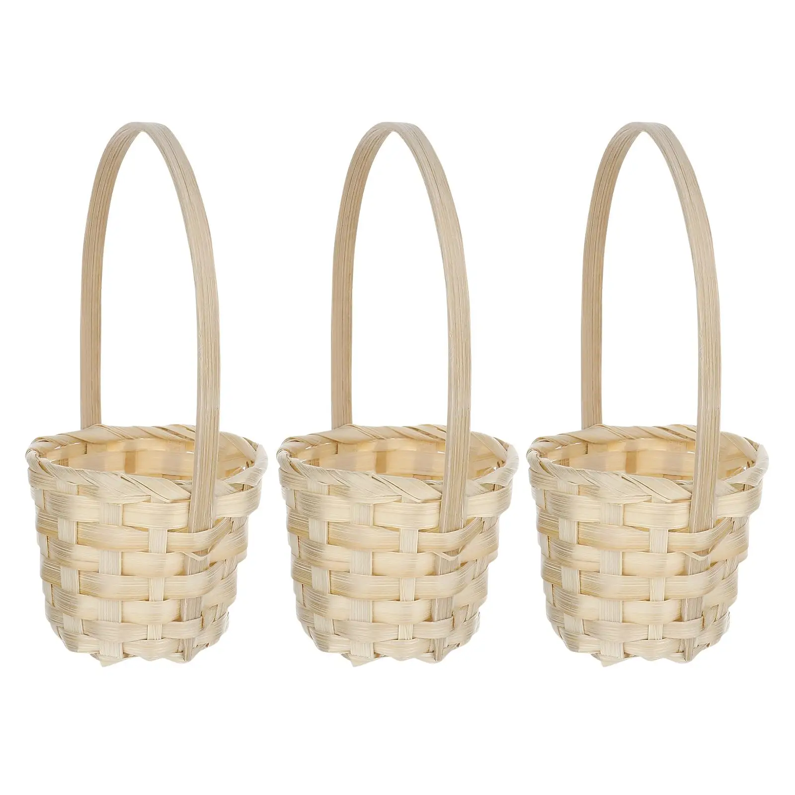 

5 Pcs Picnic Basket with Handle Wooden Bamboo Gift Baskets Empty Flower Girl Baby