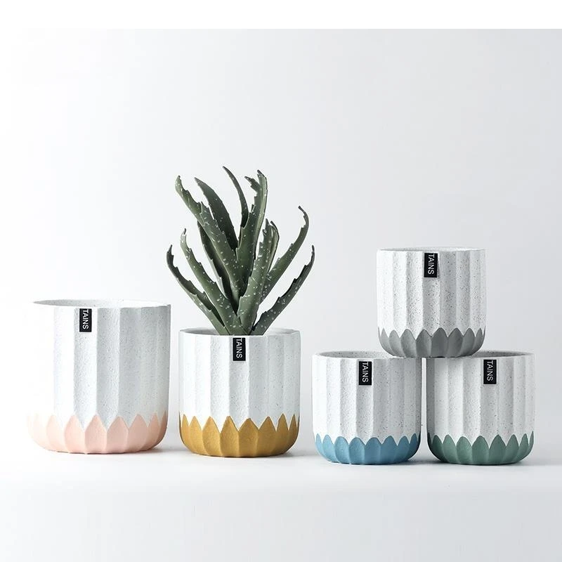 European Style Frosted Cement Flowerpot Gardening Decoration Green Plants Succulents Vase Garden Outdoor