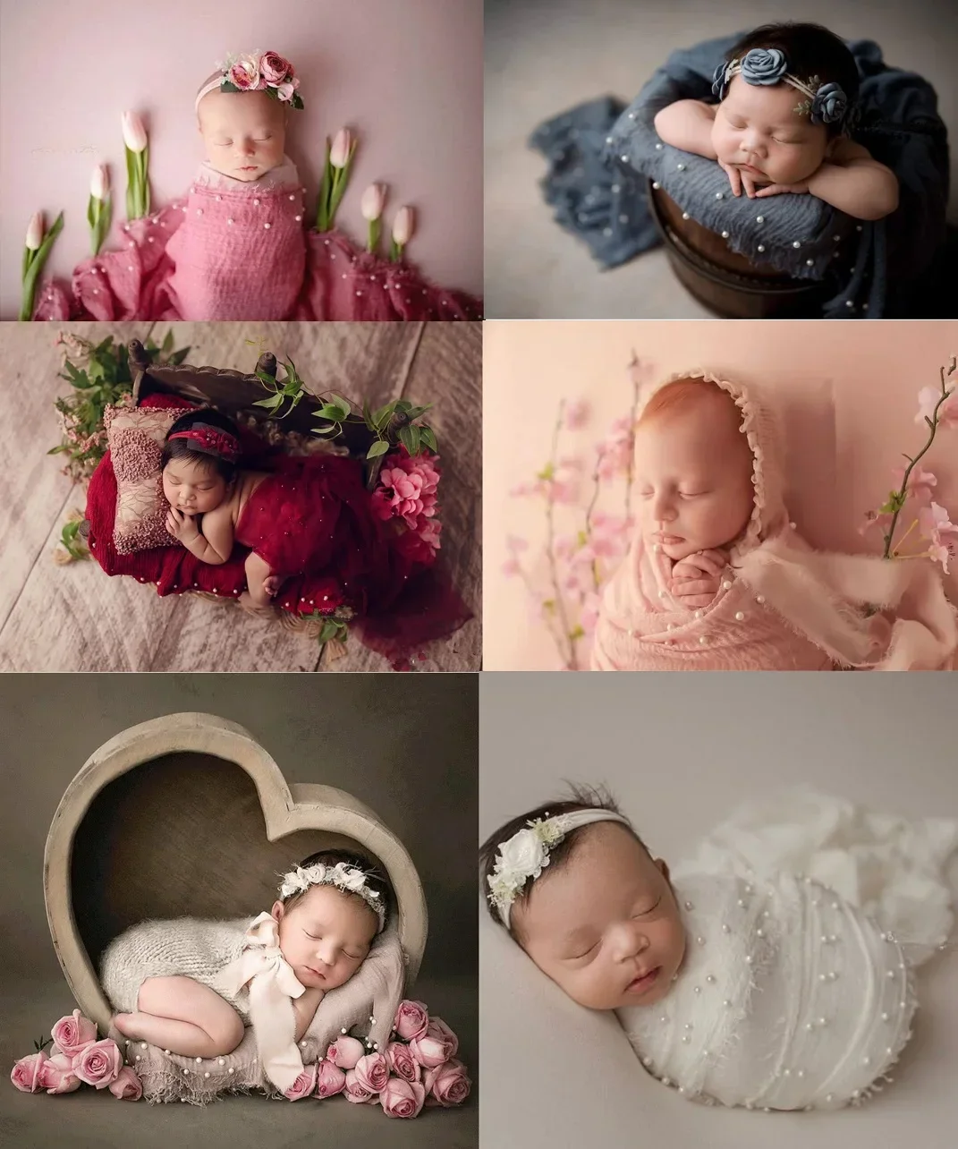 Soft Baby Pearl Wraps Newborn Photography Props Blanket Baby Photo Wraps Pearls Beaded Muslim Wraps Baby Photo Blanket