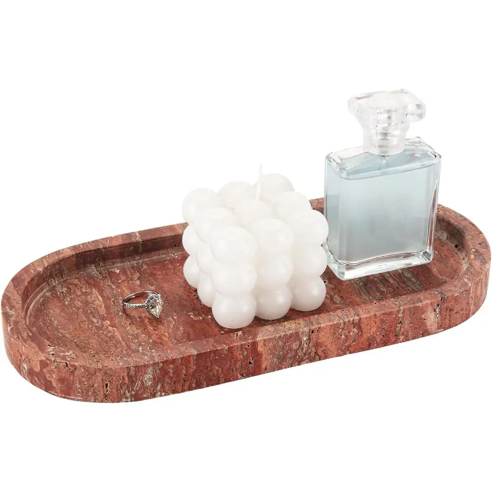 

Italy Natural Travertine Stone Tray or lry, Candles, Perume, Trinket, Marble Oval Vanity Trays or Bathroom, Drer, Kitchen
