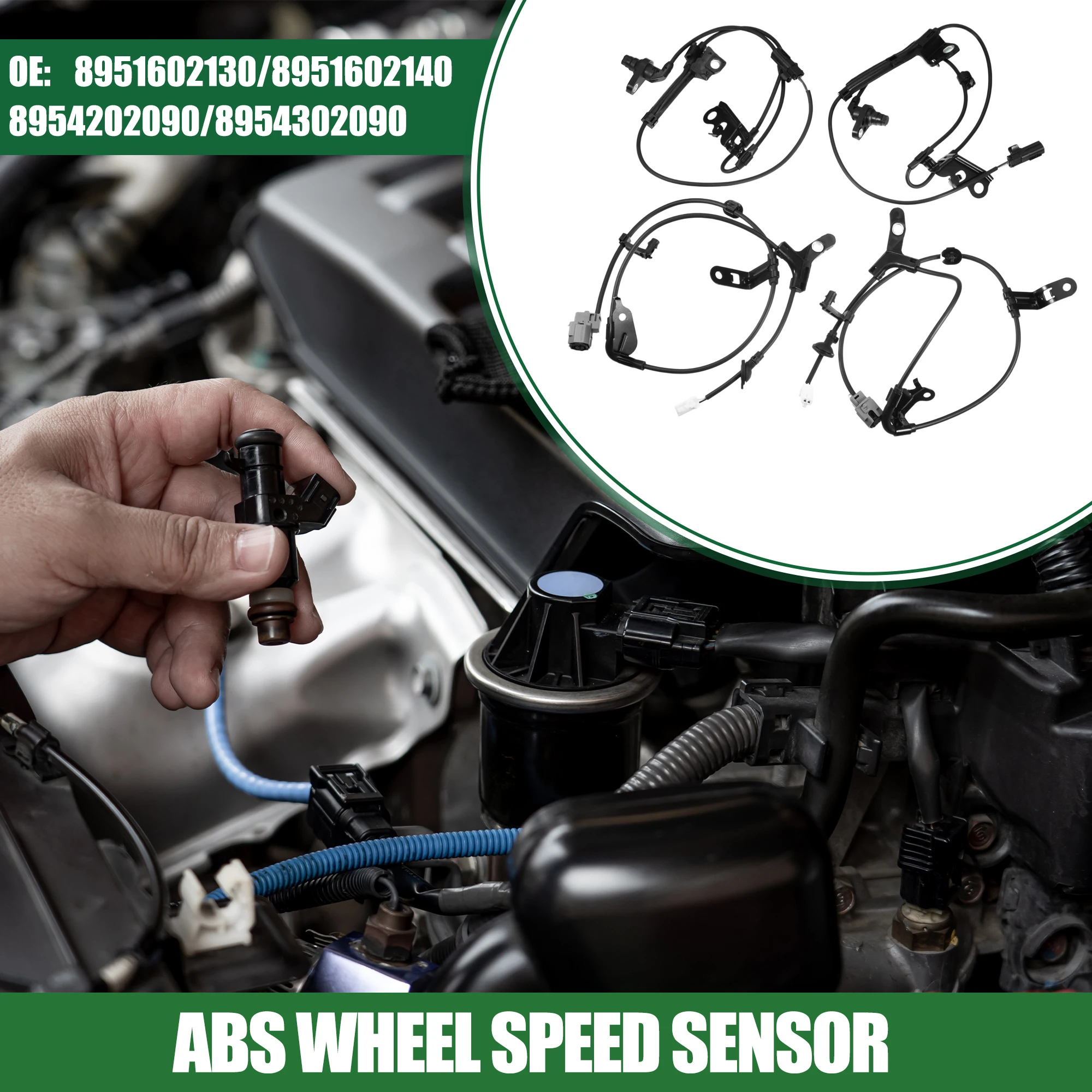 

UXCELL ABS Sensor ABS Wheel Speed Sensor for Toyota Corolla 2009-2019 Plastic Metal Rubber No.8951602130/8951602140 Black