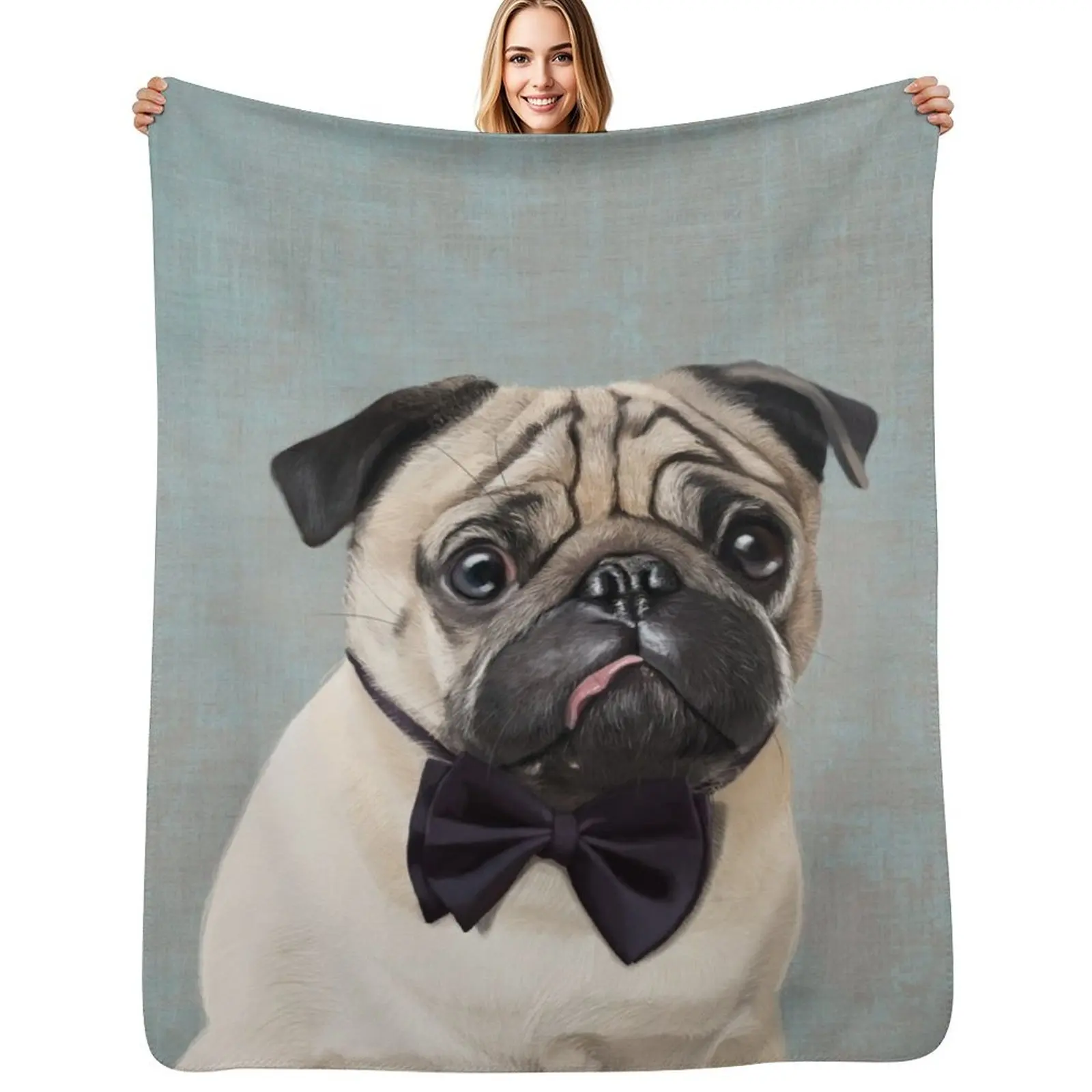 Mr Pug Throw Blanket Warm Throw Blanket Gift for Anniversary