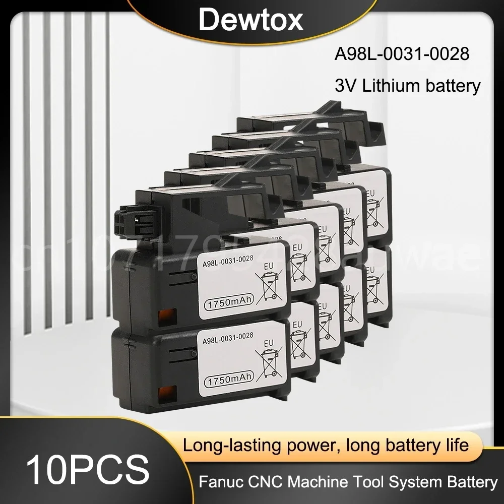 10PCS A98L-0031-0028 /A02B-0323-K102 3V 1750mAH Lithium Battery for FANUC PLC CNC System Battery Pack