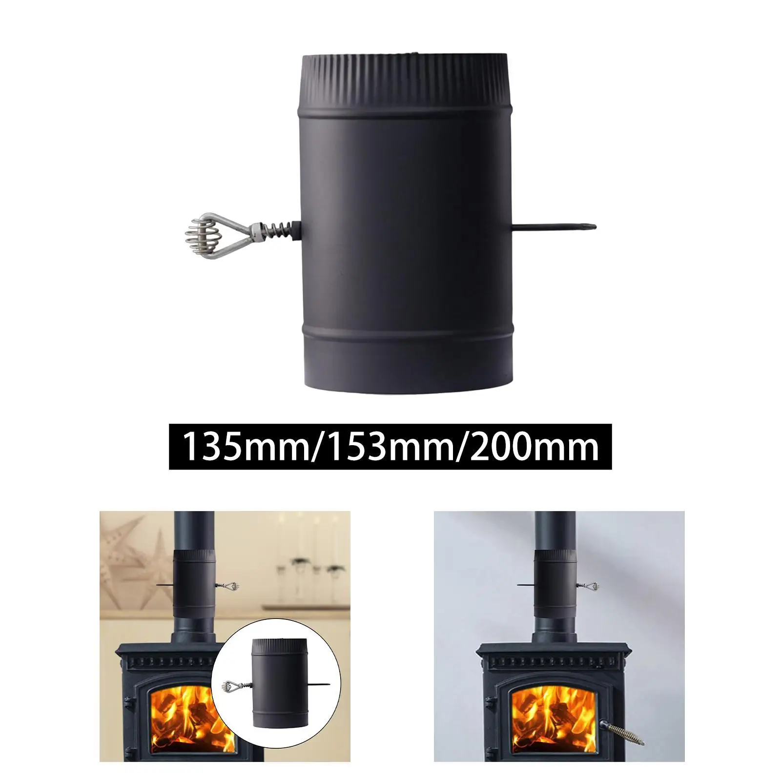 Stove Pipe with Damper Chimney Pipe Outdoor Camping Heat Resistant Fireplace for Winter Heater Exhaust Pipe Stainless Steel