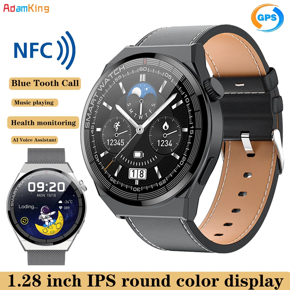 

1.28" Men GPS Blue Tooth Call Smart Watch AI Voice Assistant Music Playing NFC Heart Rate Monitoring Fitness Tracker Smartwatch