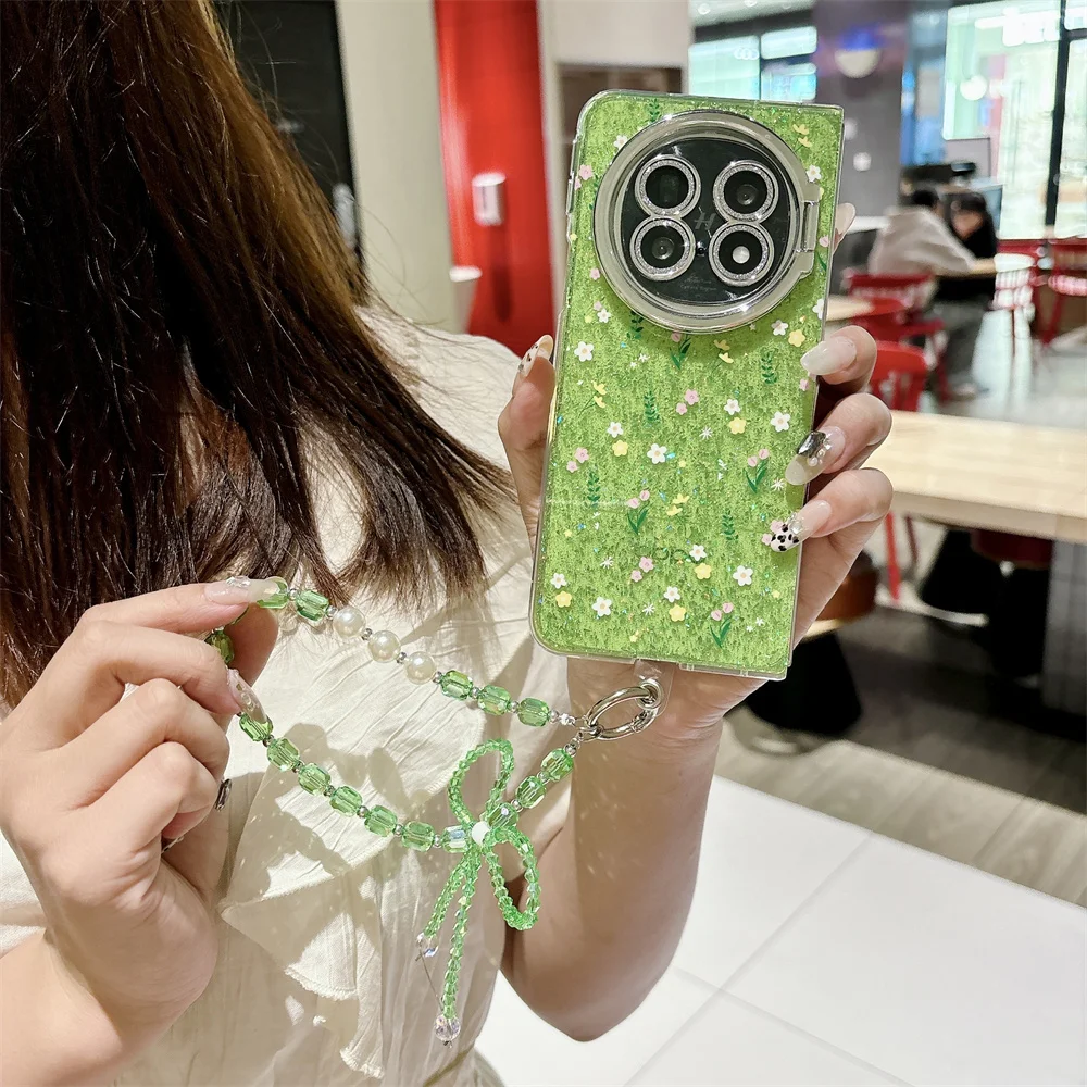 

Fashion Glitter Flower Pattern Phone Case For OPPO Find N5 Jewelled Protective PC Hard Shell Lens Bracket Back Cover