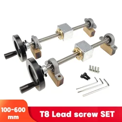 1Set 200/300/350/400/500mm 3D Printer&CNC T8 Lead Screw 8mm+Brass Copper Nut+KP08KFL08 Bearing Bracket+handwheel+Housing Bracket