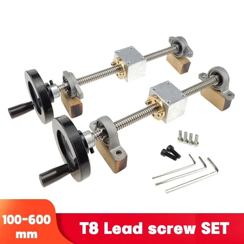 1 zestaw 200/300/350/400/500mm drukarka 3D i CNC T8 śruba pociągowa 8mm + mosiężna nakrętka miedziana + KP08KFL08 wspornik łożyska + koło zamachowe + wspornik obudowy