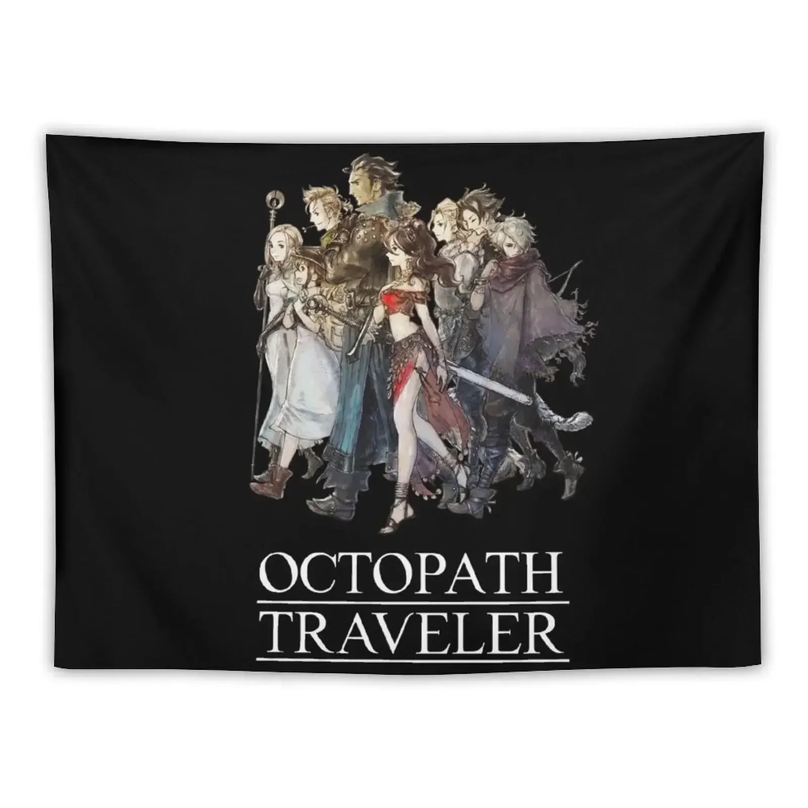 

Octopath Traveler - Travelers Logo [w/ White Text] Tapestry Wall Hanging Room Decorating Aesthetic Tapestry