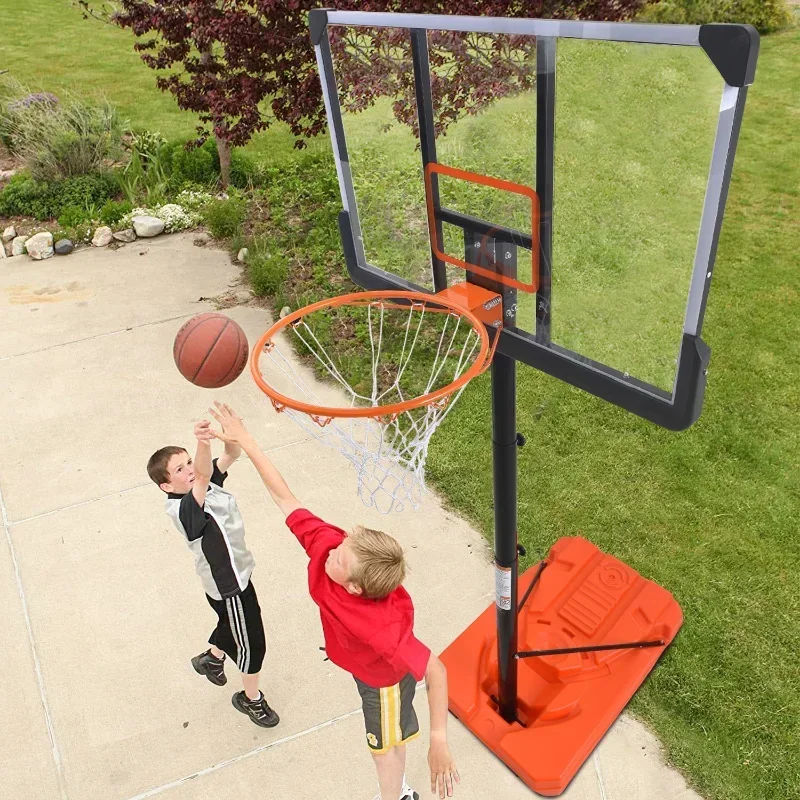 Portable adjustable height basketball stand and goal Orange sports equipment Suitable for teenagers and adults, sturdy and durab