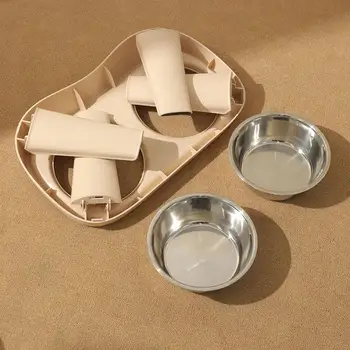 Lifted Dog Bowl Double Dog Bowl Holder Folding Dog Bowl Holder No-Spill Dog Cat Food Bowl Anti-Slip For Small Medium Dogs 4