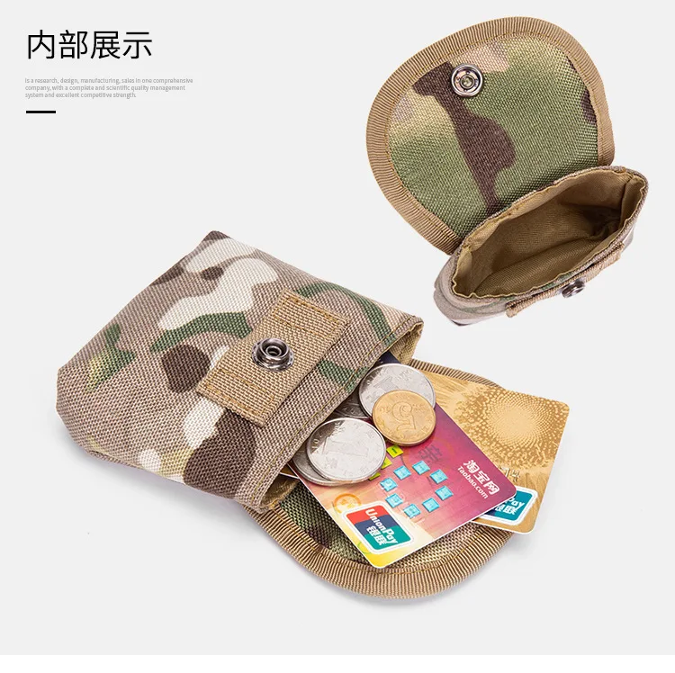 1Pc Outdoor Camouflage Casual Mini Key Bag Hiking Camping Outdoor Survival Portable Key Whistle Compass Tool Organizer for Men