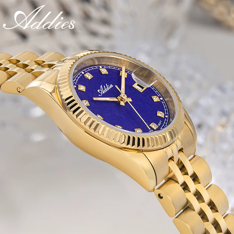 Addies AW25915 Women's Quartz Watch Sapphire Glass Date Display 50m Waterproof 316L Stainless Steel Ladies Wristwatch Gift 28mm