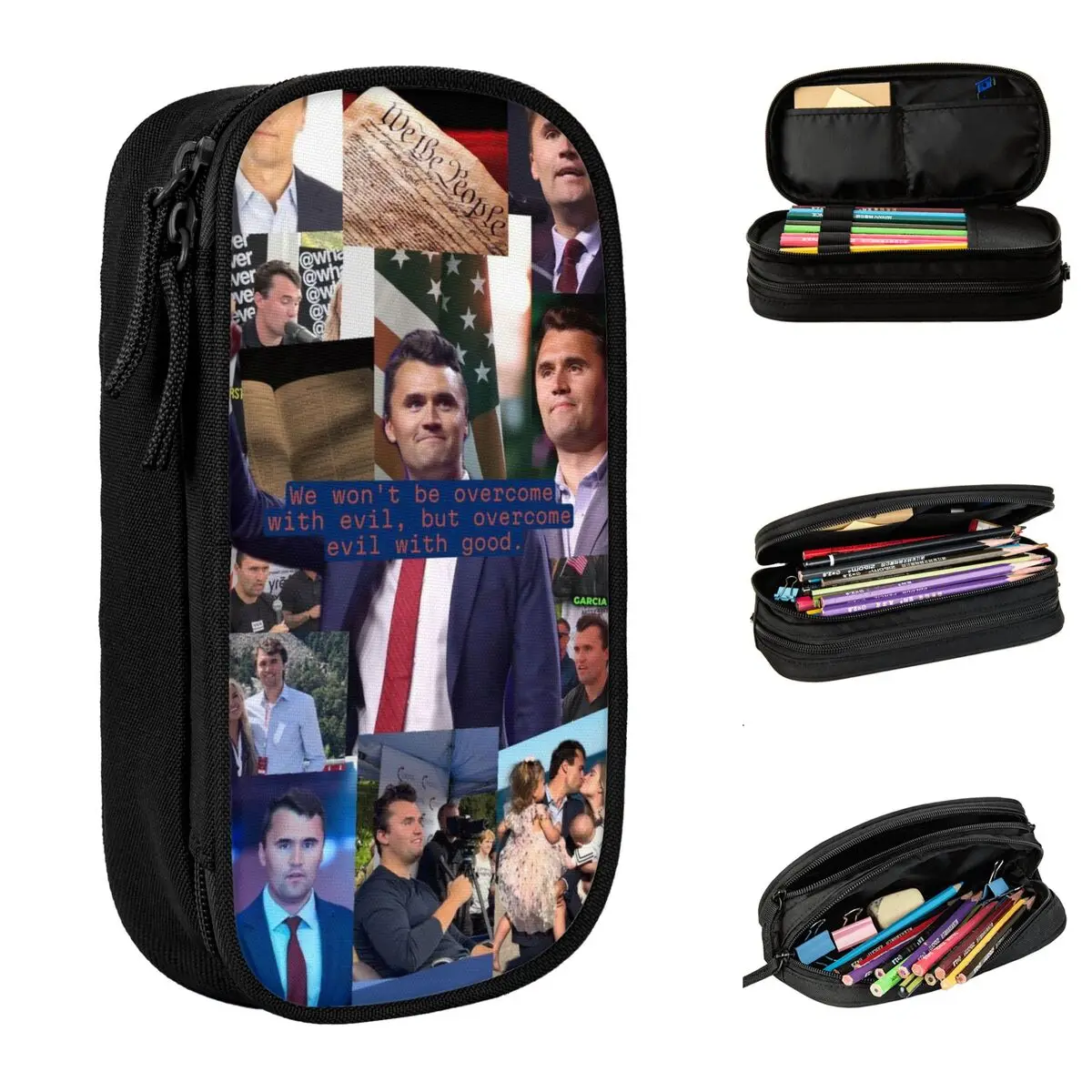 

Charlie Kirk Accessories Pen Box Large-capacity Kids School Supplies Pencil Bag Gift