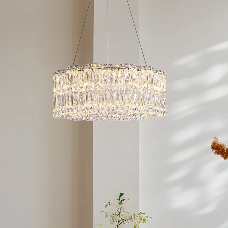 

Modern Home Luxury LED K9 Crystal Chandelier Dimmable Ceiling Pendant Lights for Villa Living Dining Room Bedroom Decor Lighting