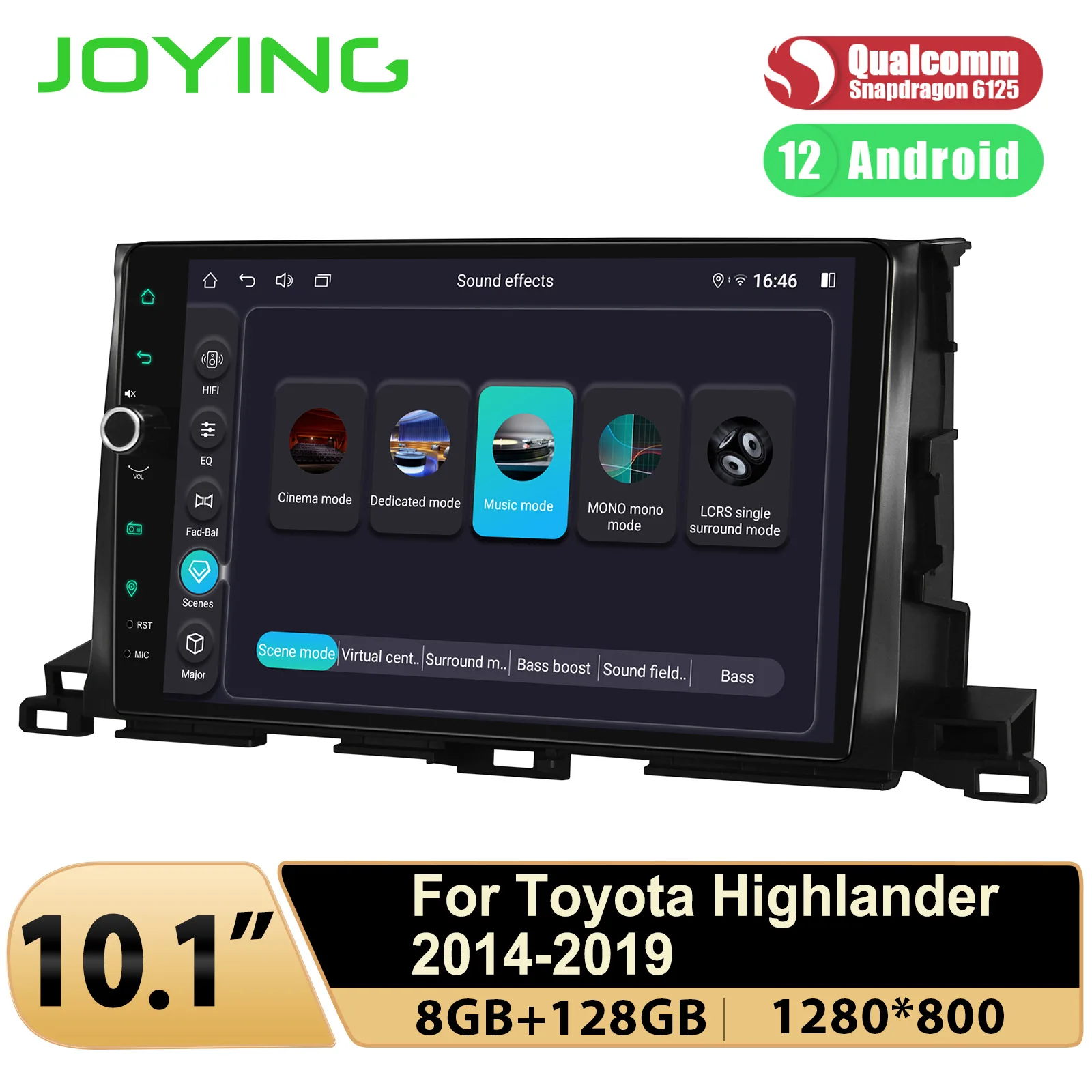 JOYING-Radio de coche Android 12 de 10,1 pulgadas, sistema de navegación GPS, unidad principal Stero para Toyota Highlander 2014-2018, Plug and Play.