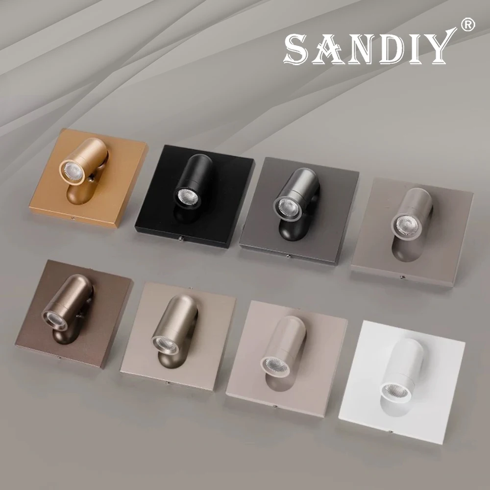 SANDIY Wall Lamp with Switch Recessed Reading Sconce Chrome Bedside Lighting Rotary Headboard Luminaires Nordic Room Hotel Decor