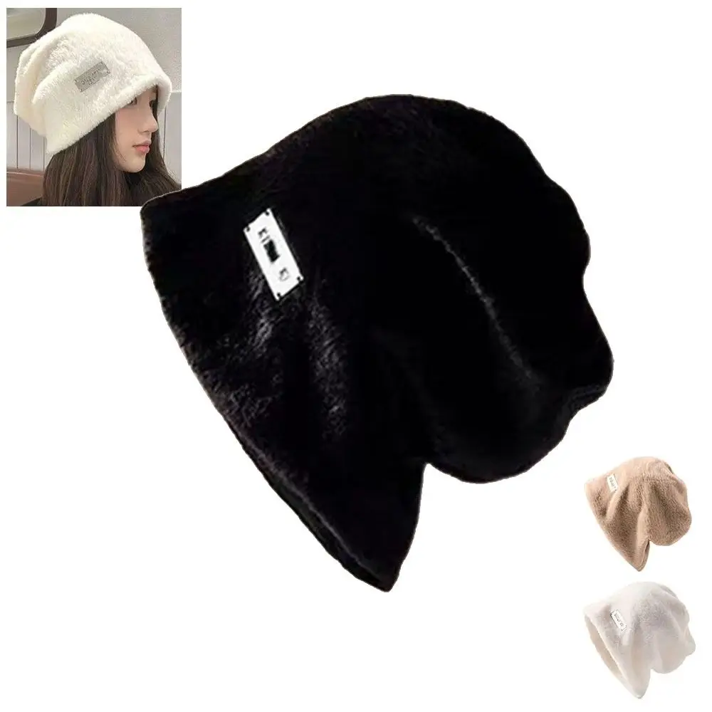 

Модная плюшевая шапка-бини, теплая однотонная шапка Skullies, пуловер, осень-зима