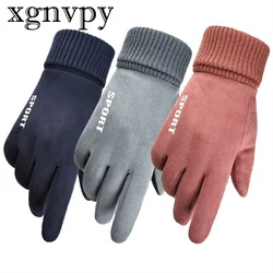 xgnvpy Windproof Cycling Gloves Bicycle Riding Suede Bike Glove Thermal Warm Winter Autumn Motorcycle Hand Protection Outdoor