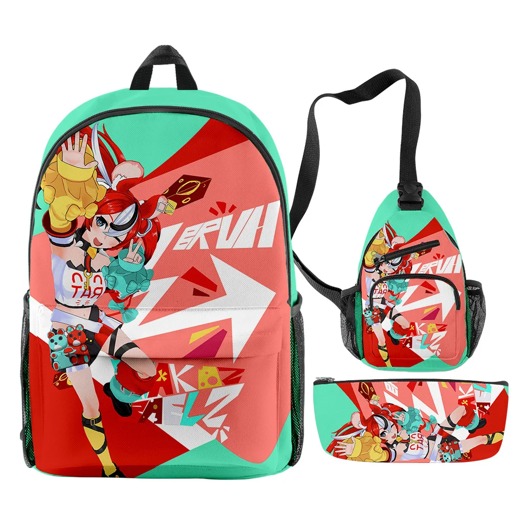 Imagem -03 - Vtuber Hakos Baelz Anime Mochilas Peças Define Zíper Daypack Unisex Traval Bolsa 2023 Japão Manga Harajuku Estudante Bolsa de Escola