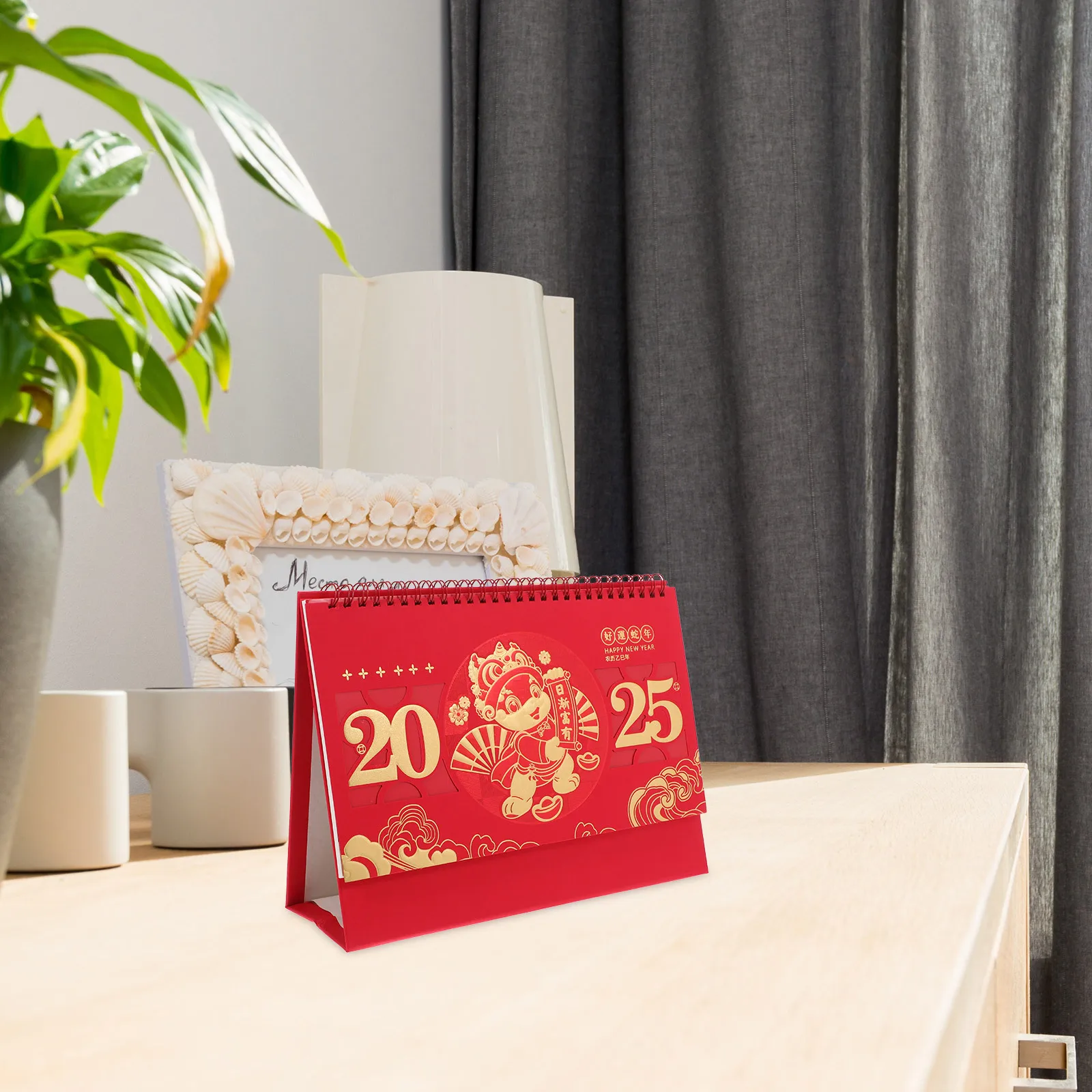 

Gold Foil Cutout Desk Calendar 2025 Year Of The Snake Chinese New Year Spiral Weekly Planner Bright Paper Tabletop