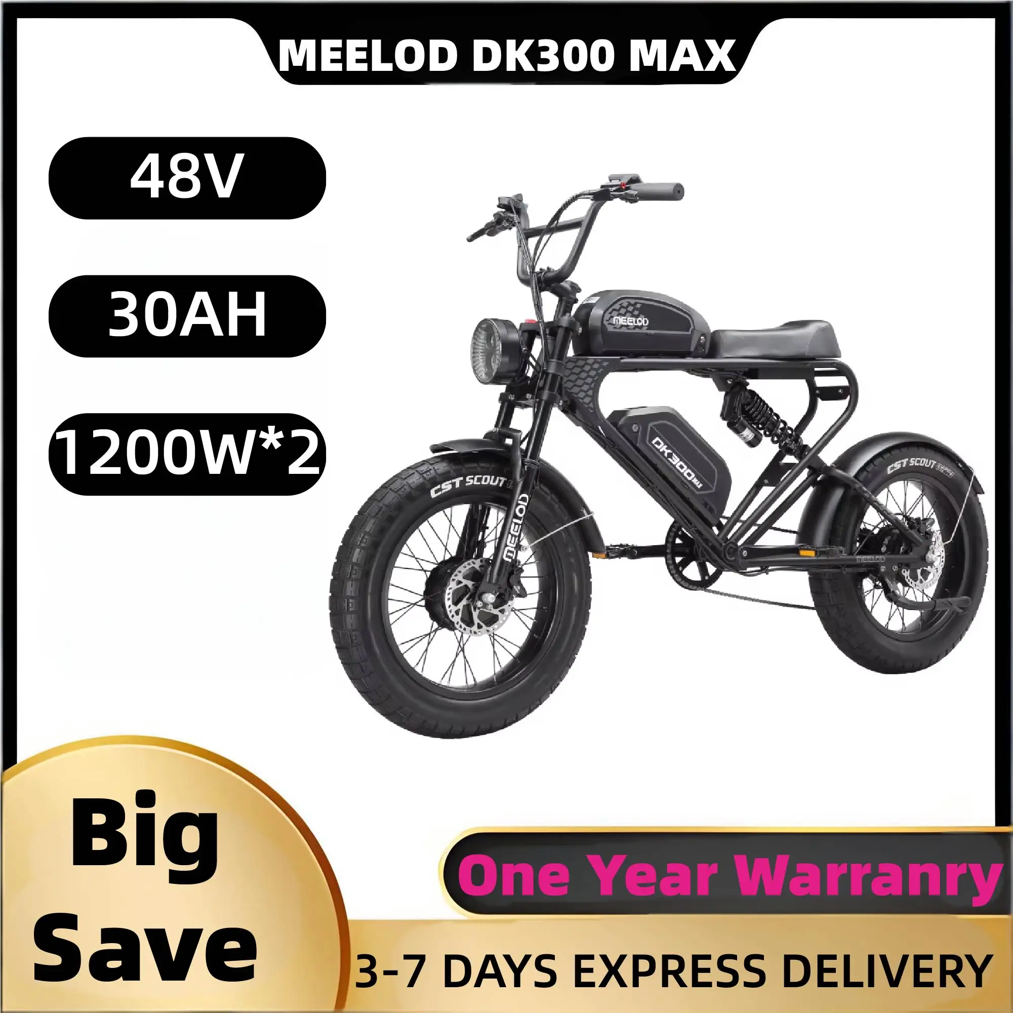 MEELOD DK300 MAX E-bike per adulti 1200W * 2 48V 30Ah batteria per commute bici elettrica, mountain bike con pneumatici grassi da 20 pollici