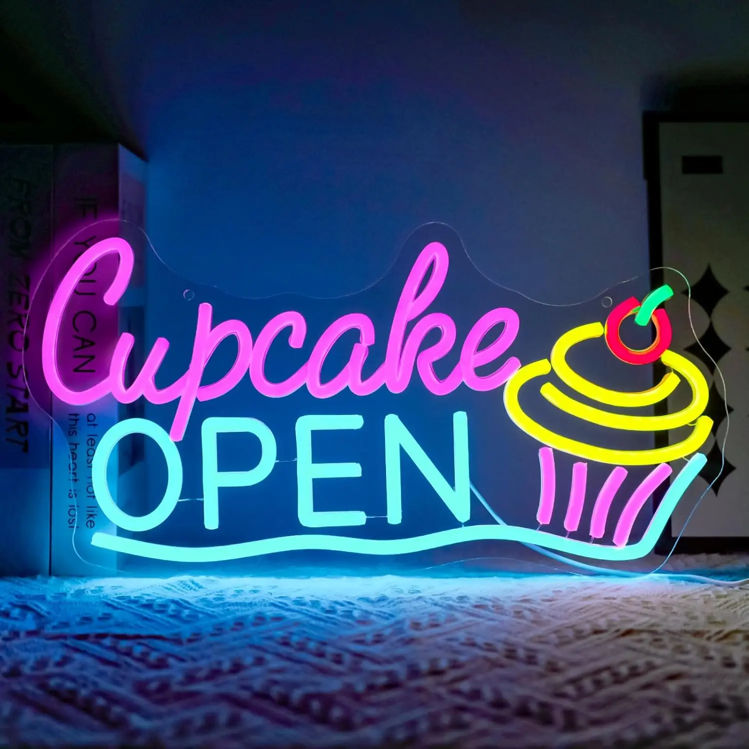 

Cupcake Open Neon Sign Business USB Powered LED Light for Restaurant Kitchen Coffee Bar Cafe Bakery Shop Party Decoration Gift