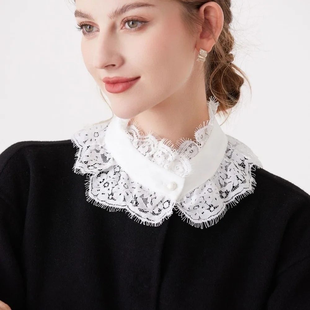 

Классический цветочный съемный воротник-накидка, мягкий воротник-шаль из искусственного кружева, съемное кружевное декоративное полотно для горловины, аксессуары для одежды