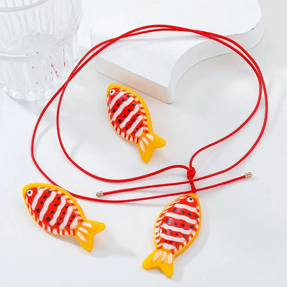 Trendy Beach Tropical Fish Pendant Korean Style Charms Bohemian Drop Earrings Cute Decoration Fish Necklaces Women