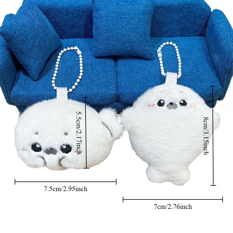 Cute Soft Seal Plush Keychain Fun Ocean Animal Plushie Pendant Kawaii Fluffy Keyring Car Ornaments Backpack Decor Christmas Gift