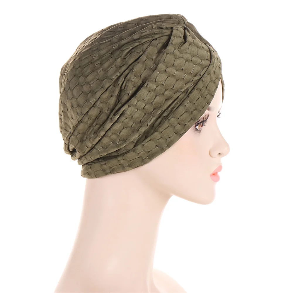 Turban croisé plissé pour femme musulmane, bonnet indien, bonnet de chimio, perte de cheveux, chapeau sous écharpe, enveloppement de sauna, hijab torsadé, nouveau