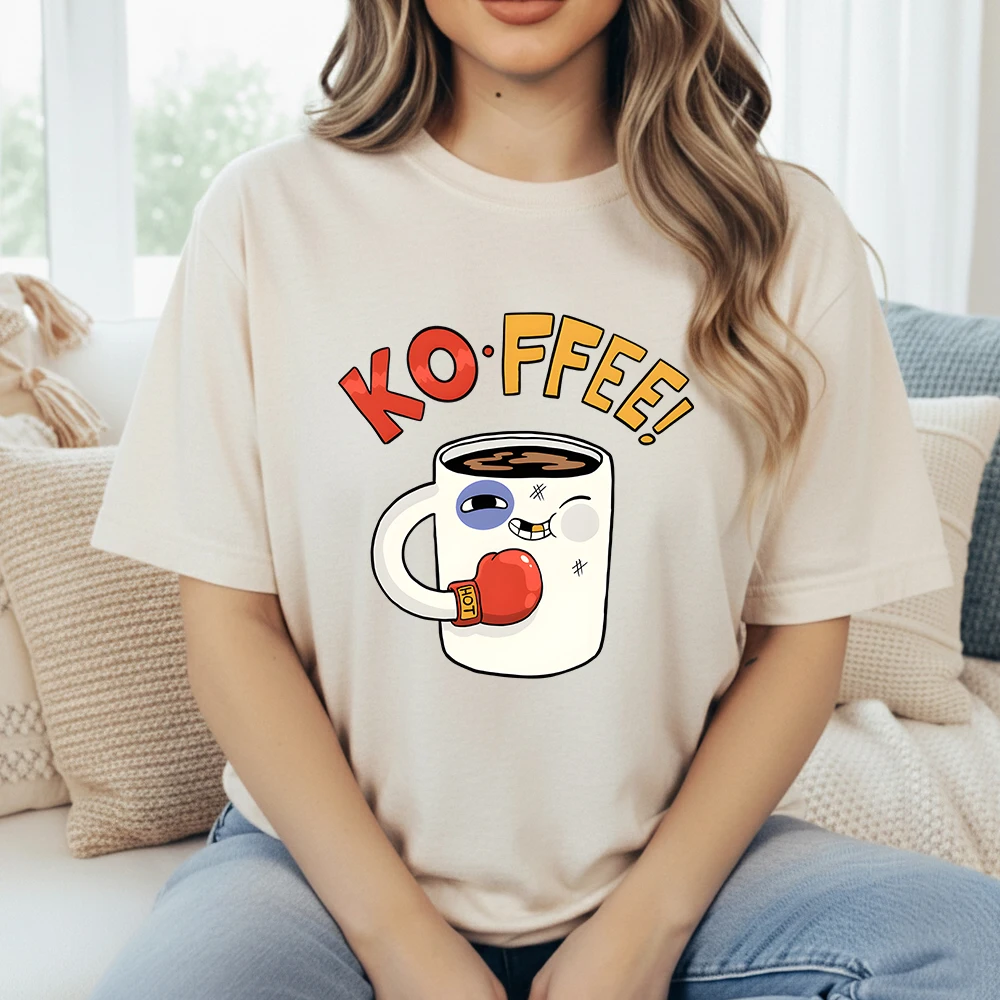 2026 Casual T Shirt For Women Ko Ffee Graphic Funny Boxing Coffee Cup Print 100…