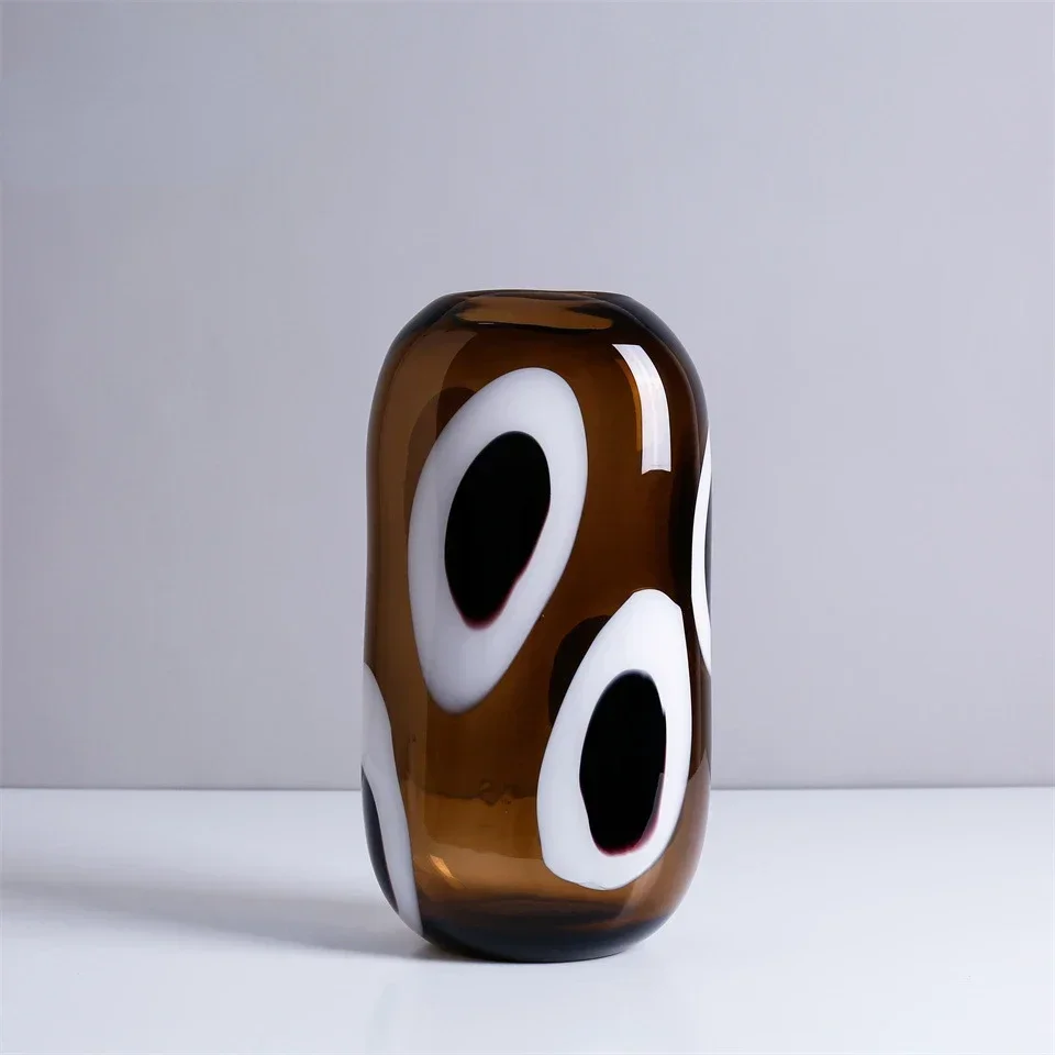 2026 Unique Glass Vase Transparent Spot Pattern Hydroponic Accessories Terrarium Ellipsoid Flower Vase Home Decoration Accessori