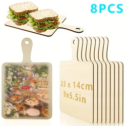 8pcs/4pcs/2pcs(9.1 x 5.5inch )mini Wooden Cutting Board with Handle Paddle Cutting Board Small Kitchen Service Board Wooden Cook