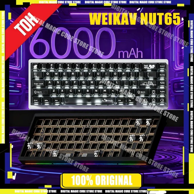 

WEIKAV NUT65 Mechanical Keyboard Kits 68% Layout Aluminium Alloy Wireless Tri-Mode Custom Gaming Keyboard Kit PC E-Sports Gifts