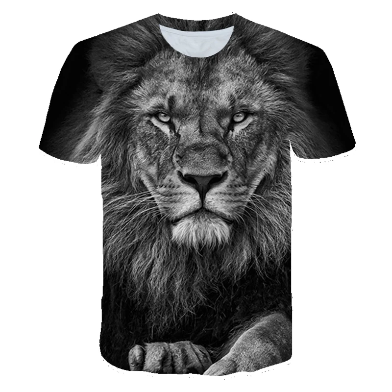 

2021 Summer King Of The Forest Lion Graphic t shirts New 3D Animal Pattern Men's t-shirts Fashion Casual Print Funny t shirts