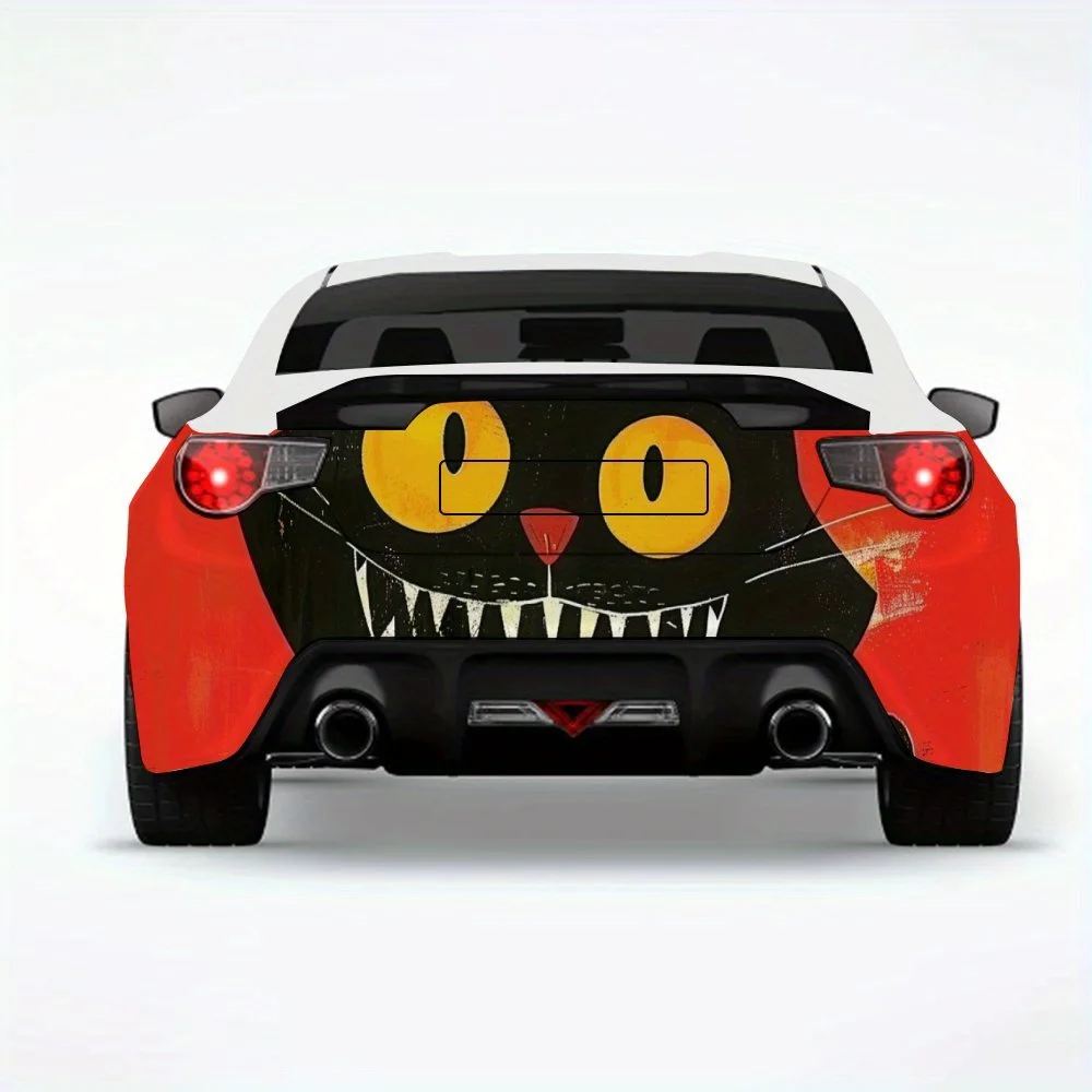 

Улыбающийся черный кот, автомобильная наклейка, виниловая наклейка на заднюю часть автомобиля, водонепроницаемые самоклеящиеся виниловые наклейки для хвоста и бампера автомобиля, Decora