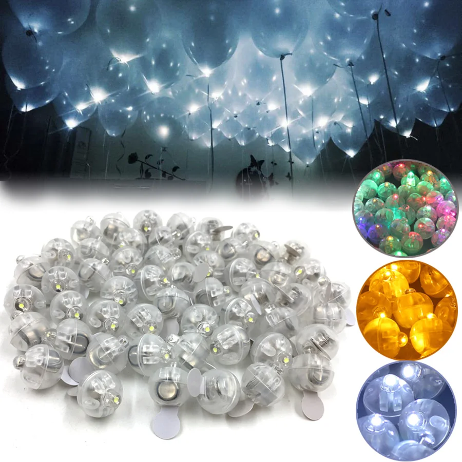 50pcs/lot White LED Balloon Lights for Paper Lantern Balloon Light Blue Warm White Mini Leds Lamps for Wedding Party Decoration