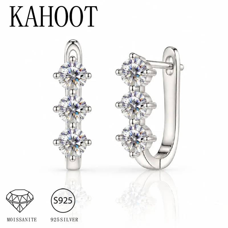 925 Silber 0,3 Karat * 2 Moissanit Klassische Retro Elegante Vielseitige Hochwertige Herren- und Damen-Ohrringe