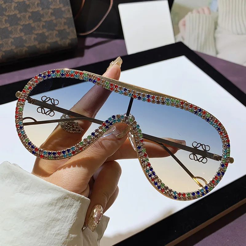 نظارات الضفدع المعدنية العصرية الجديدة المصنوعة يدويًا مرصعة بالألماس، عدسات ملونة على شكل نجمة، نظارات شمسية عصرية #4