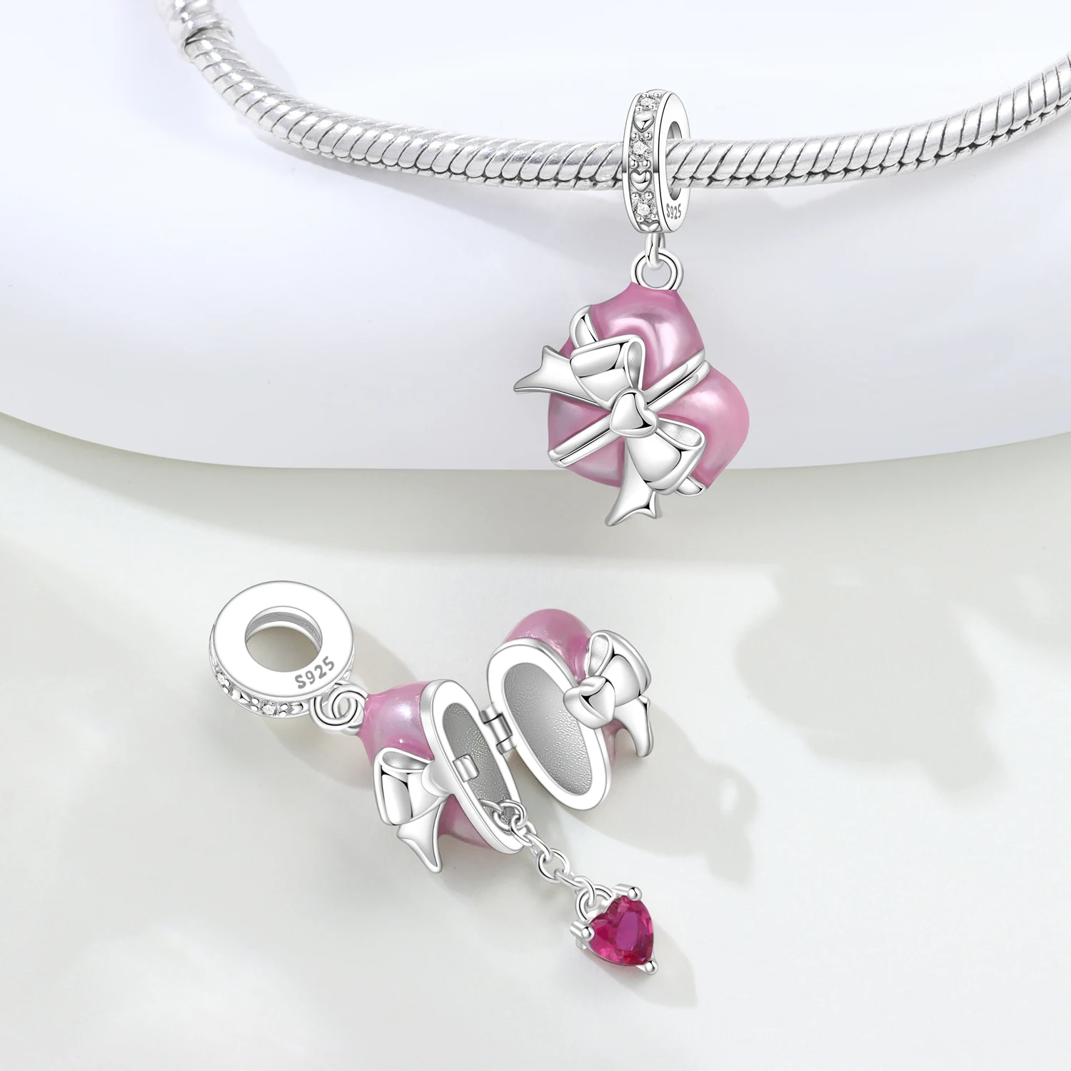 MISEFF S925 Sterling Silver Charm Book Passport Heart-Shaped Openable Pendant For Bracelet DIY Jewelry Making Accessories Gift view 4