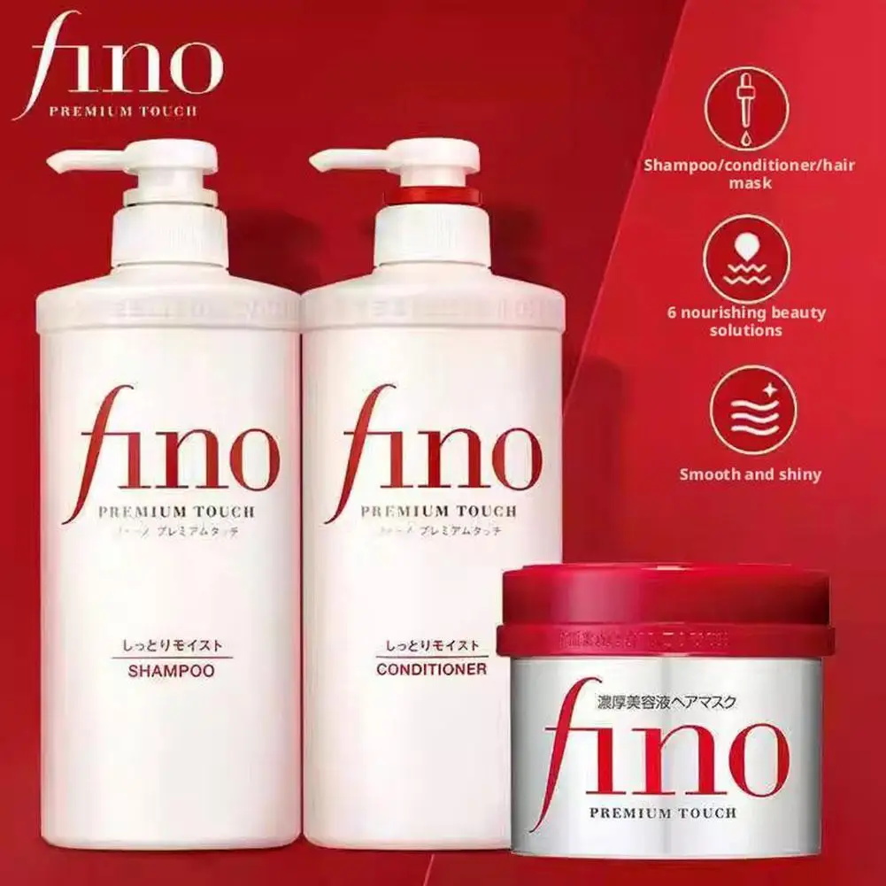 550ML Fino Japanese Oil Control Fluffy Shampoo & Conditioner Deep Nourish, Anti-Frizz, High Permeability for Damaged Hair