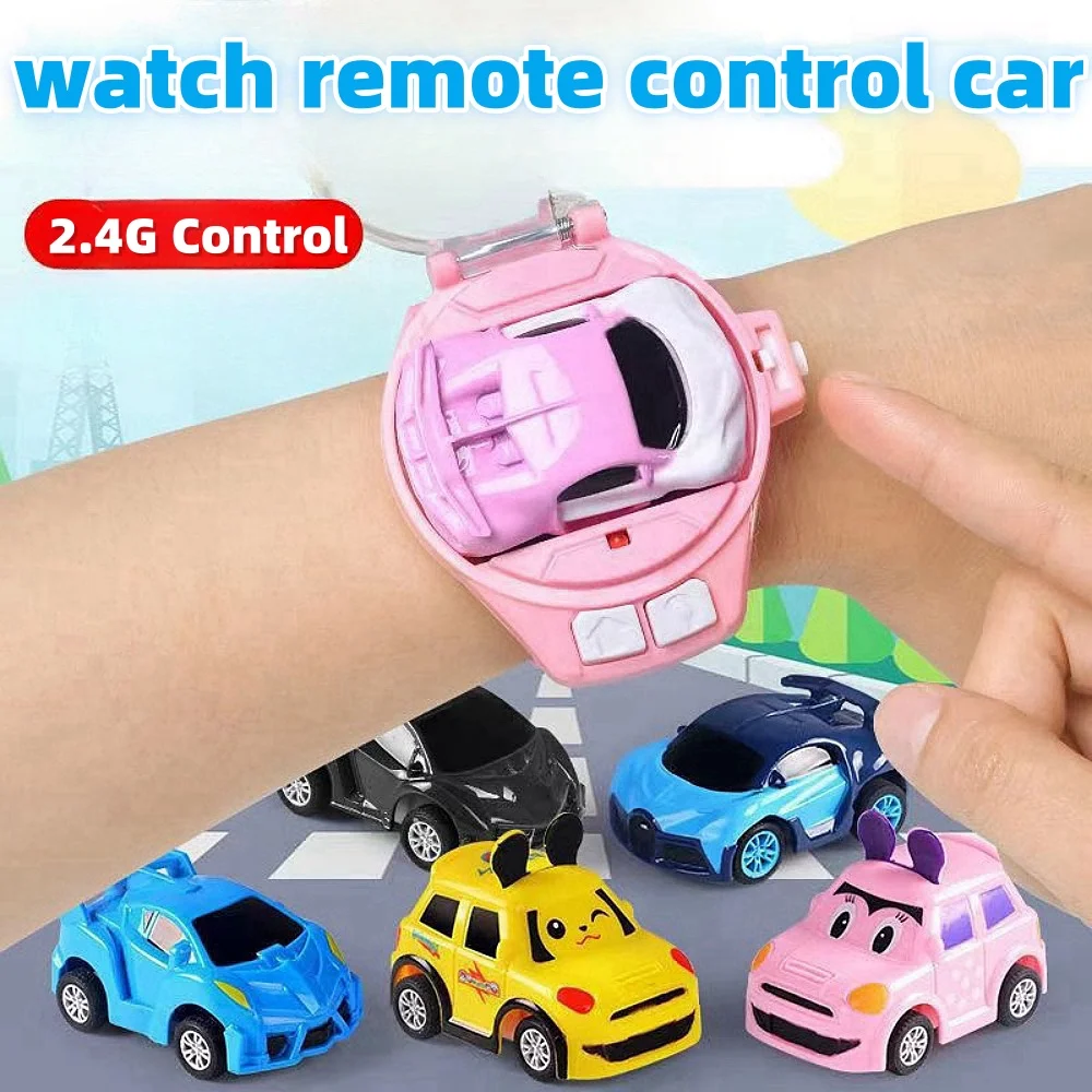 2.4G Kids Mini Watch Remote Control Car Toy Portable USB Charging Cartoon Remote Control Car Watch Toy Kids Birthday Gift